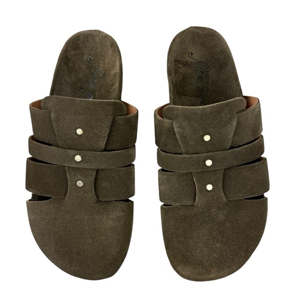 Free People Mule Clogs Sunday Season Khaki Green Slip On Women’s 36 USA 6 - Picture 3 of 16